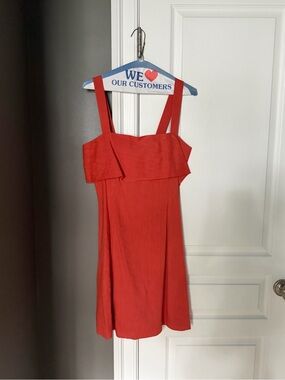 Theory Red Square-Neck Mini Dress